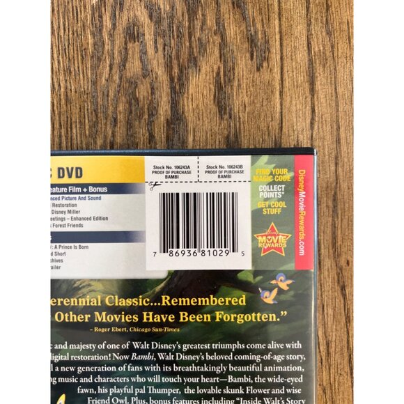 Walt Disneys Bambi 2-Disc DVD Enhanced Edition Classic Film Animation Pre-Owned - Picture 3 of 5